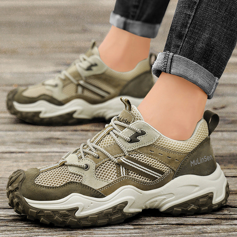 Men’s Breathable Mesh Hiking Shoes Thick Sole Casual