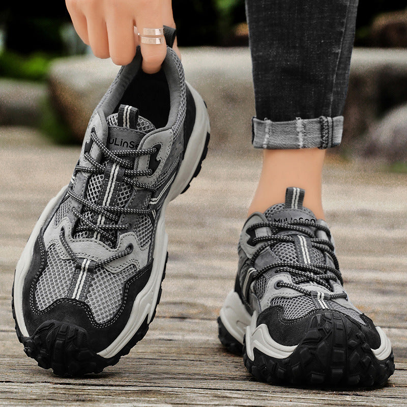 Men’s Breathable Mesh Hiking Shoes Thick Sole Casual