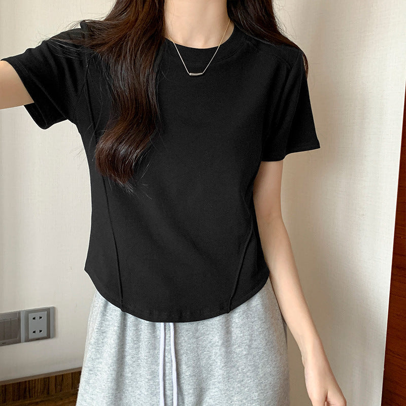 White Asymmetrical Shoulder Women T-Shirt 2026 Summer