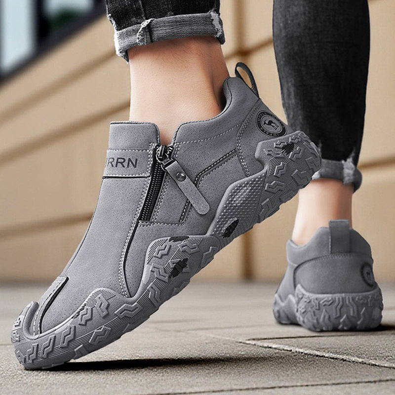 Men’s Leather Casual Sneakers – Side Zipper Style