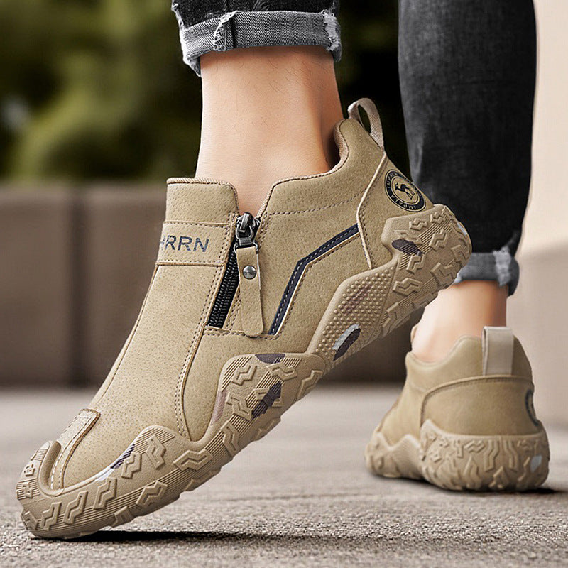 Men’s Leather Casual Sneakers – Side Zipper Style