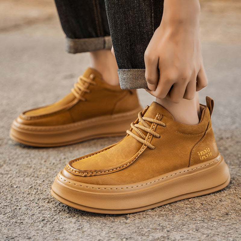 Men’s High-Top Leather Sneakers – Platform Casual