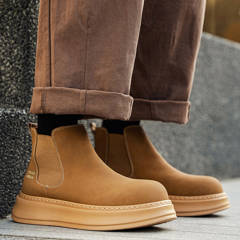 Men’s Retro Slip-On Martin Boots – Thick Sole