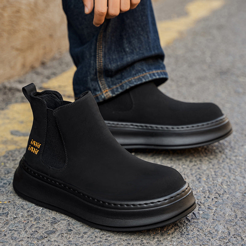 Men’s Retro Slip-On Martin Boots – Thick Sole