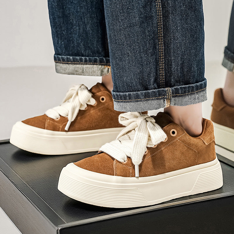 Men’s Leather Skate Shoes – Casual Platform Sneakers