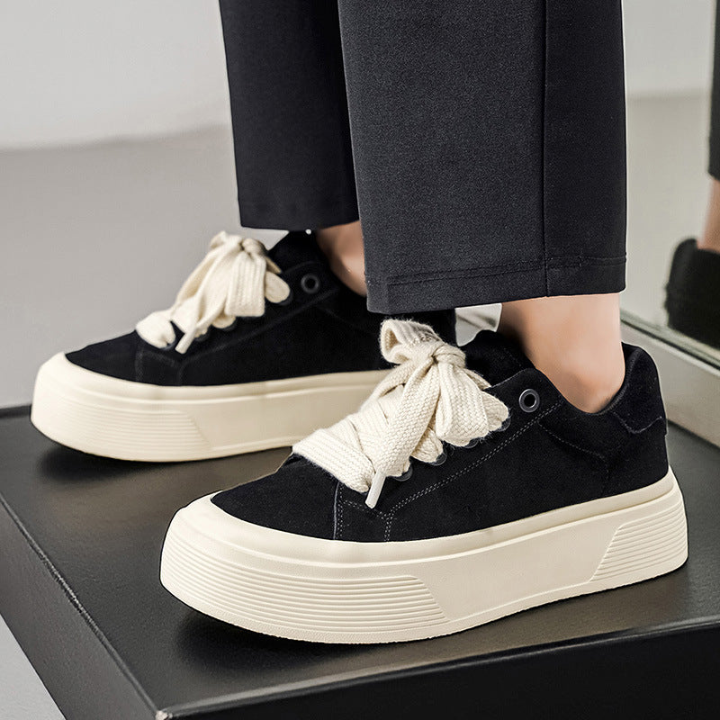 Men’s Leather Skate Shoes – Casual Platform Sneakers