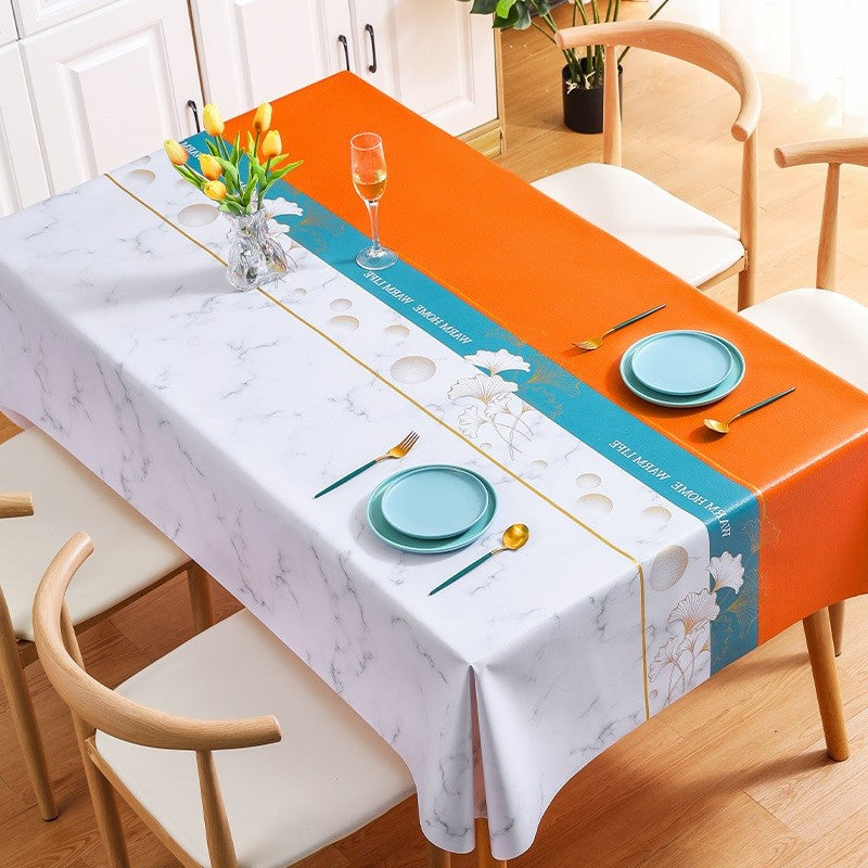Light Luxury Ginkgo Leaf "Yarn-Touch" PVC Tablecloth