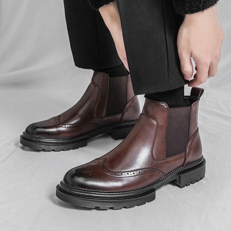 Men’s Retro Chelsea Boots – Leather Slip-On Style