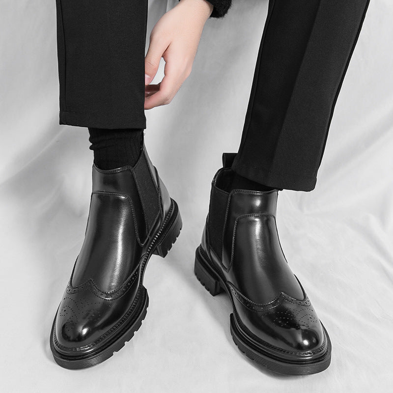 Men’s Retro Chelsea Boots – Leather Slip-On Style