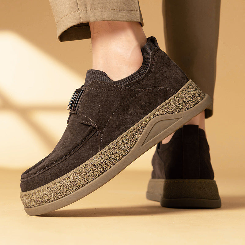 Men’s Suede Slip-On Shoes – Retro Thick Sole