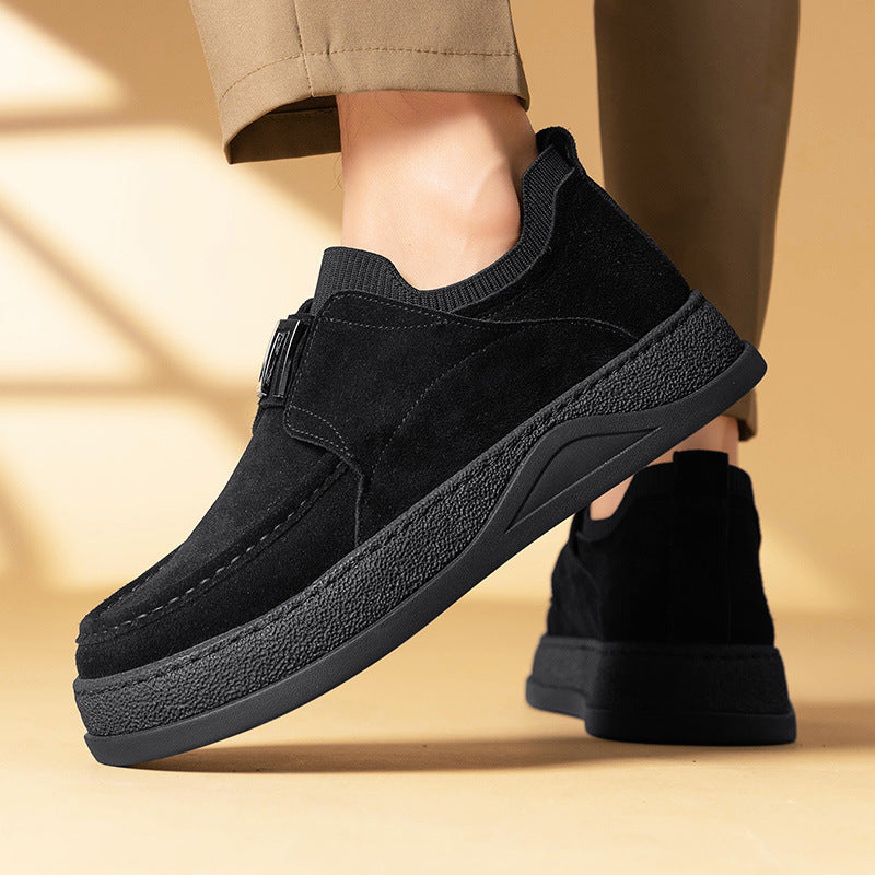 Men’s Suede Slip-On Shoes – Retro Thick Sole