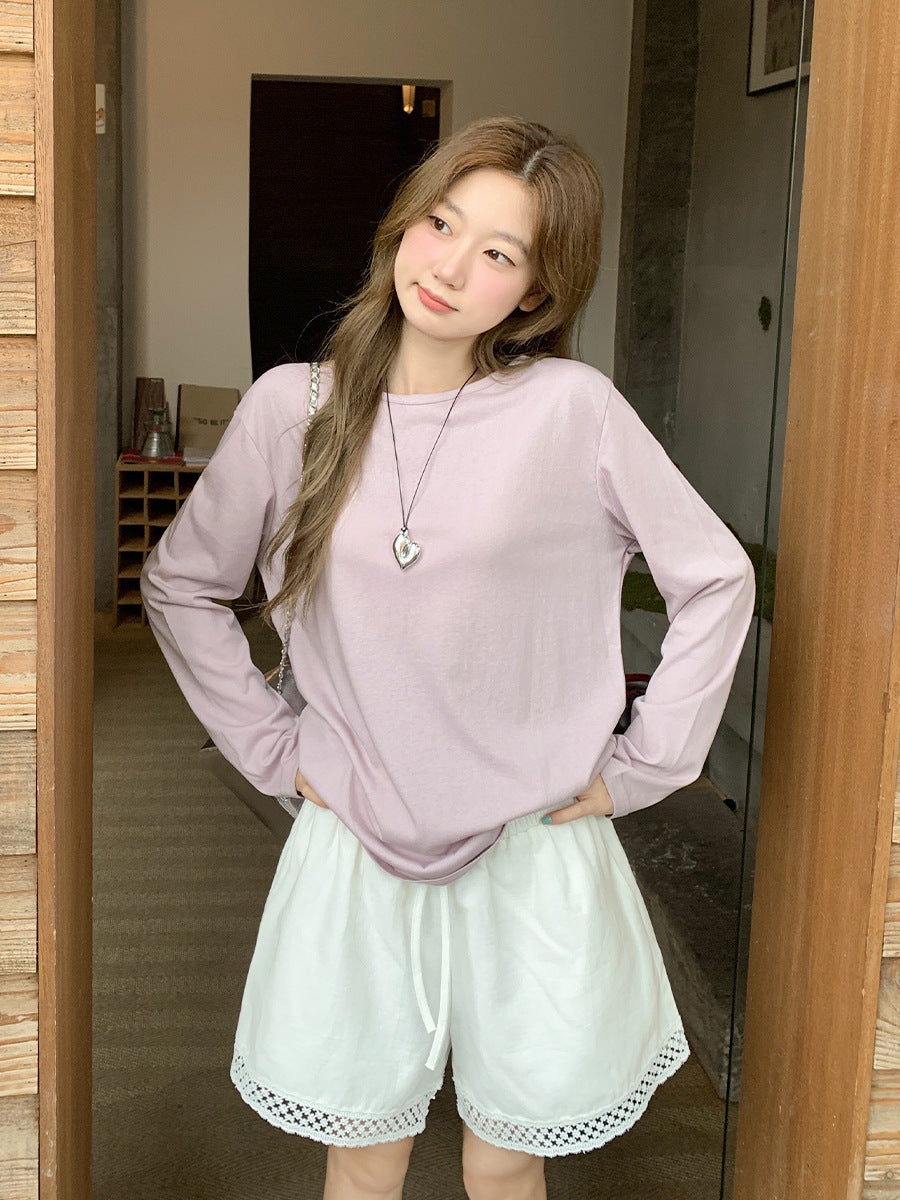 Korean Striped Off-Shoulder T-Shirt Women 2026 Summer