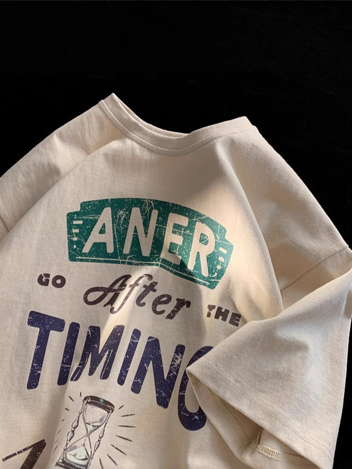 Men’s Oversized Cotton T-Shirt – Trendy Letter Print