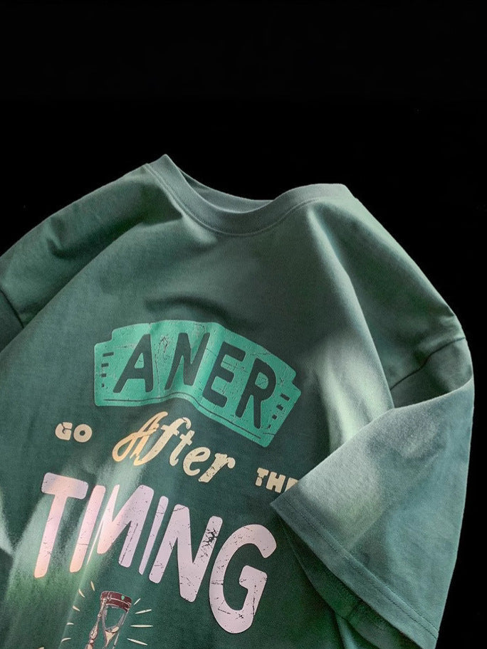 Men’s Oversized Cotton T-Shirt – Trendy Letter Print