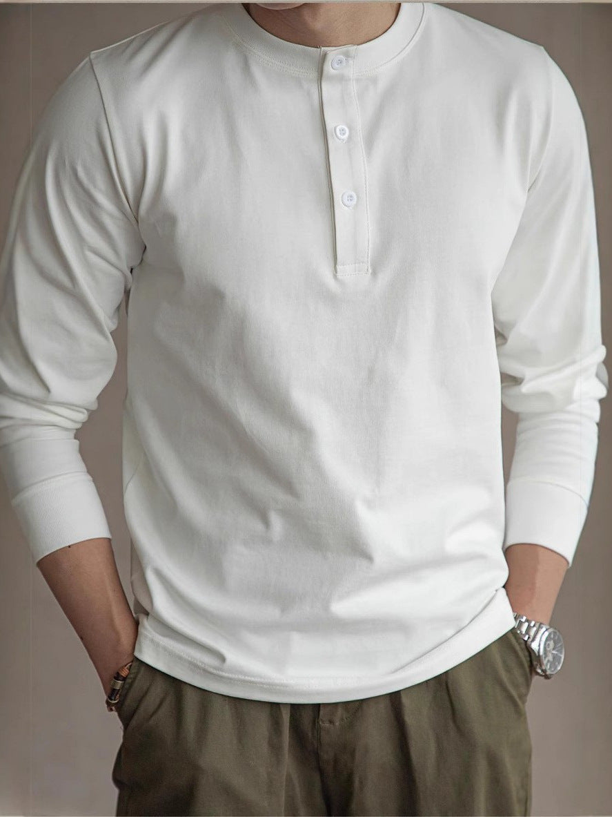 Men’s Long Sleeve Henley Shirt – Casual Tough Style