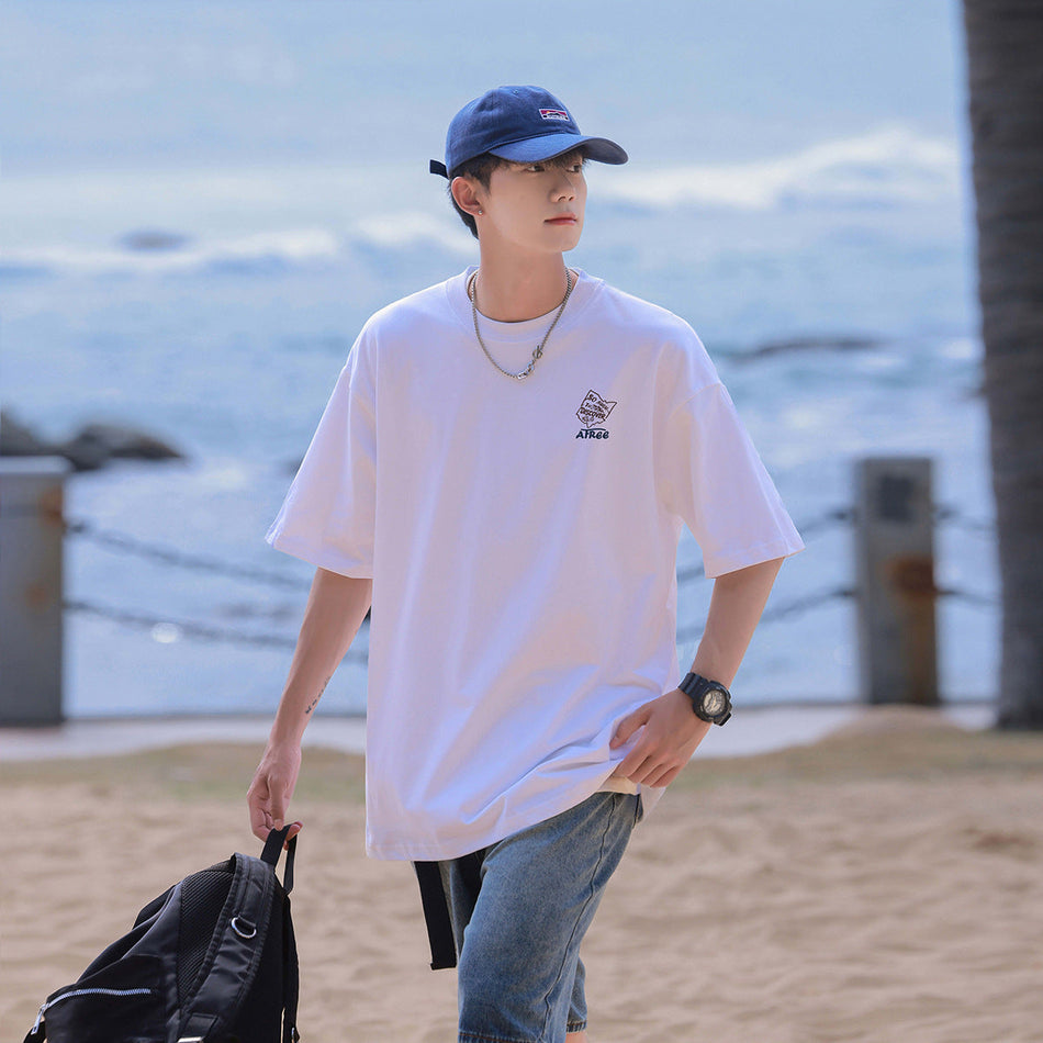 Men’s Heavy Cotton White T-Shirt – Loose Fit
