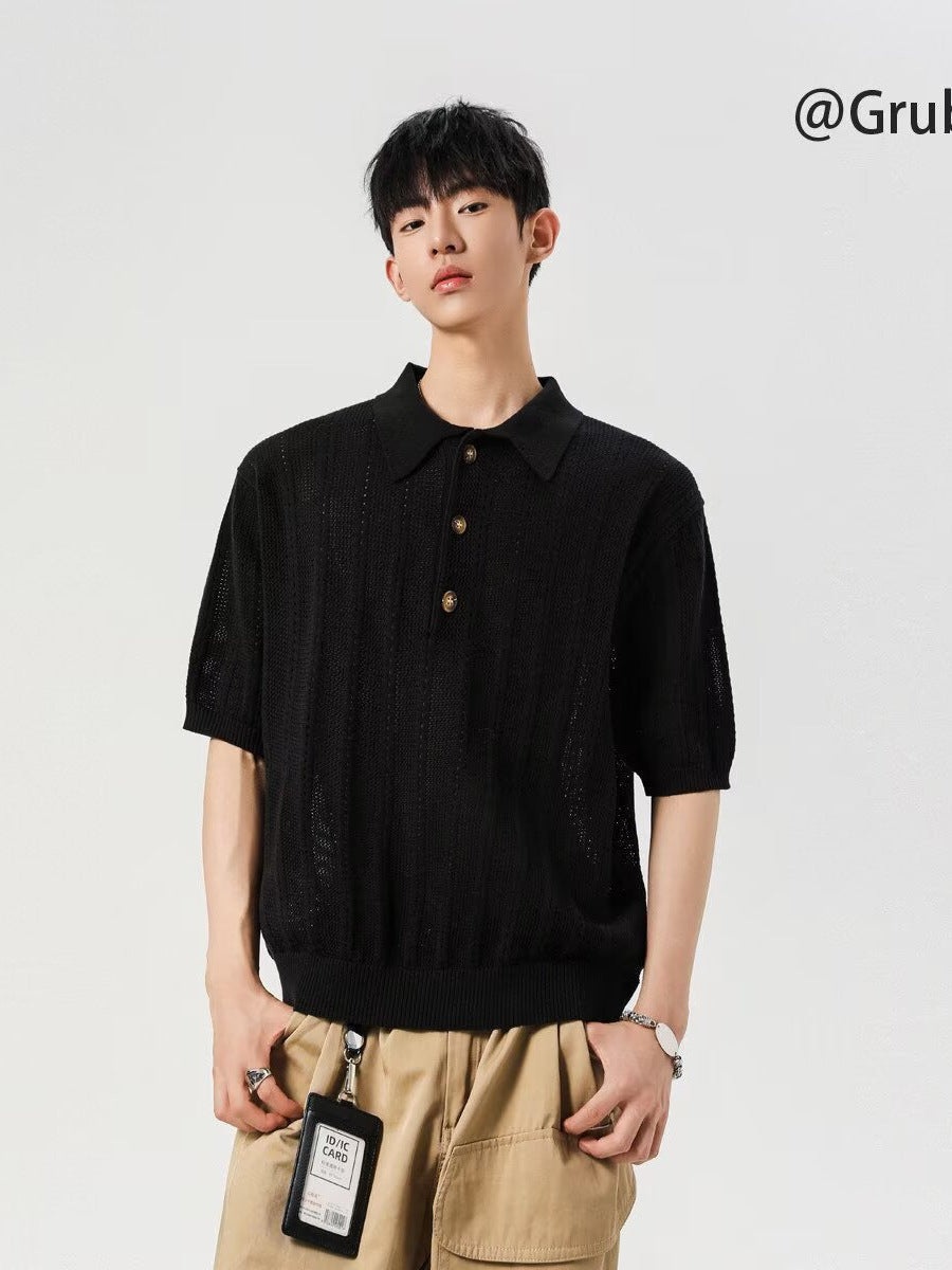 Men’s Luxury Polo T-Shirt – Jacquard Knit Summer