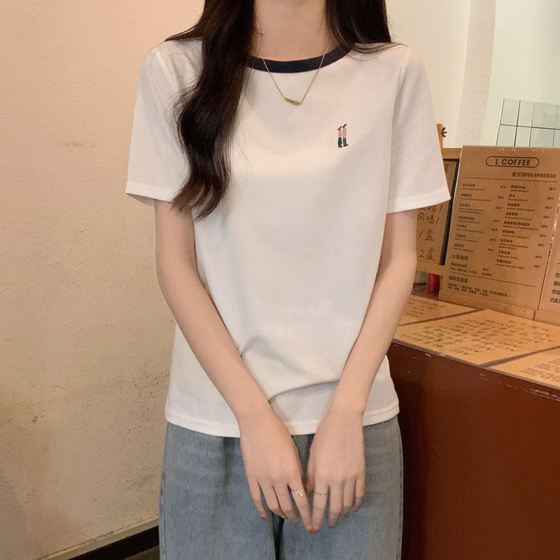 Women’s Waffle Round Neck Contrast T-Shirt