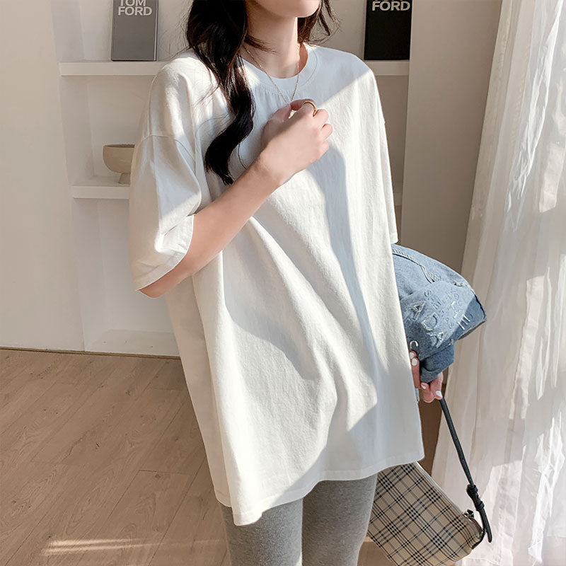 Women’s White Loose Fit Round Neck T-Shirt