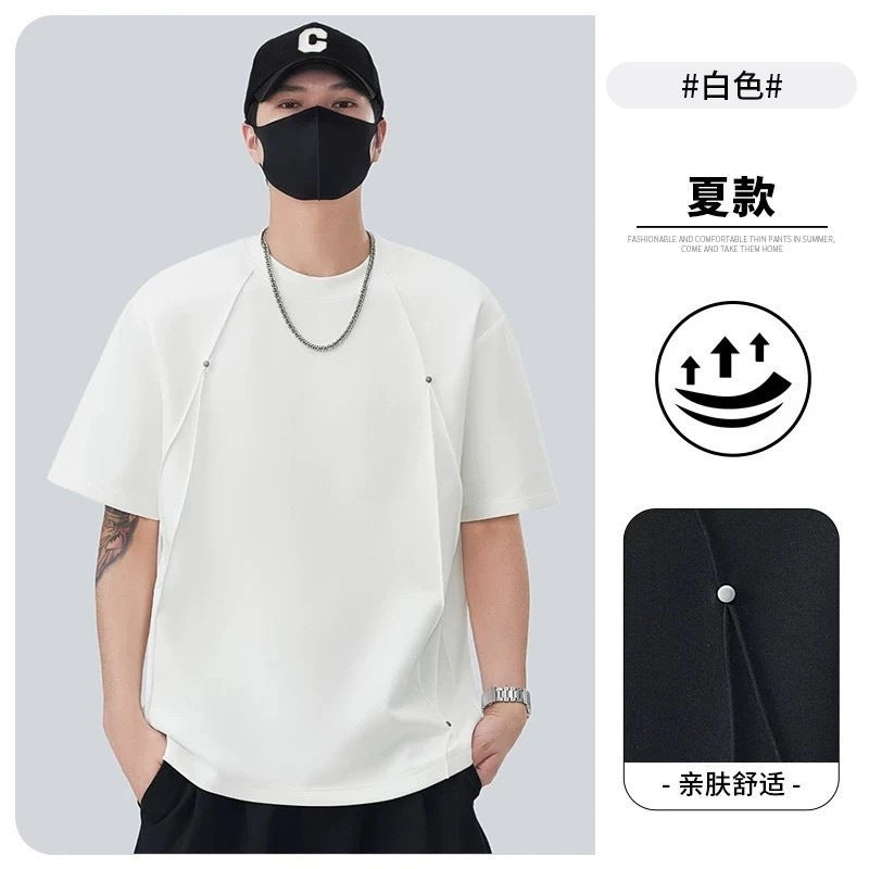 Men’s Rivet Design T-Shirt – Deconstructed Style