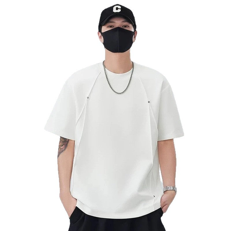 Men’s Rivet Design T-Shirt – Deconstructed Style