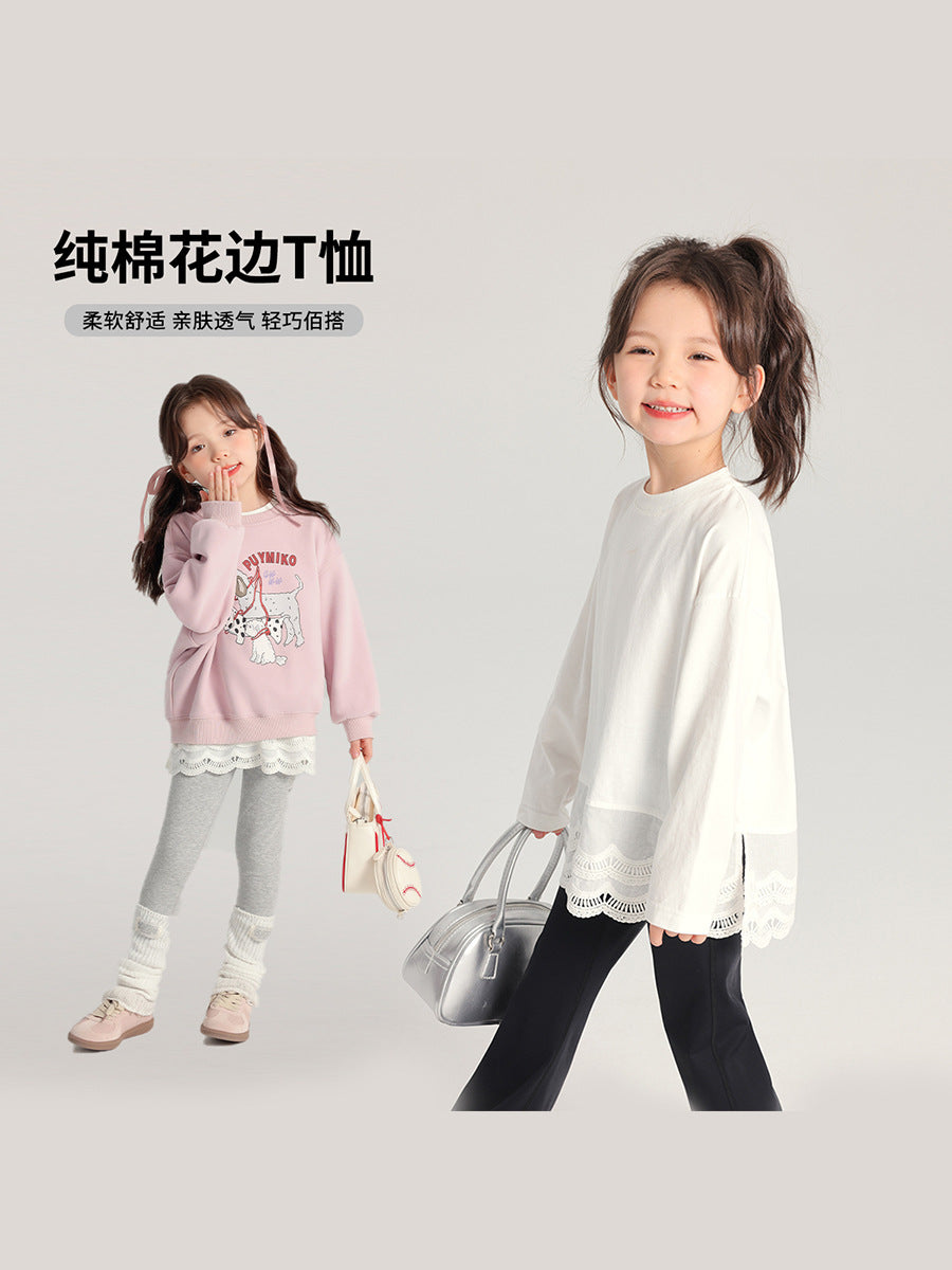 2026 Girls’ Cotton Lace Long-Sleeve Base Shirt – Kids Fashion Nepal | Tudoholic