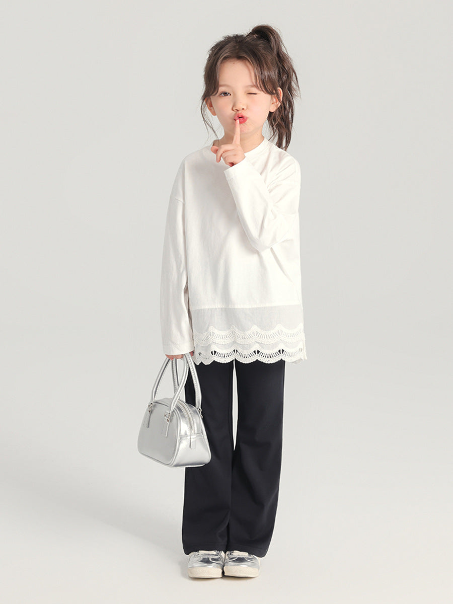 2026 Girls’ Cotton Lace Long-Sleeve Base Shirt – Kids Fashion Nepal | Tudoholic