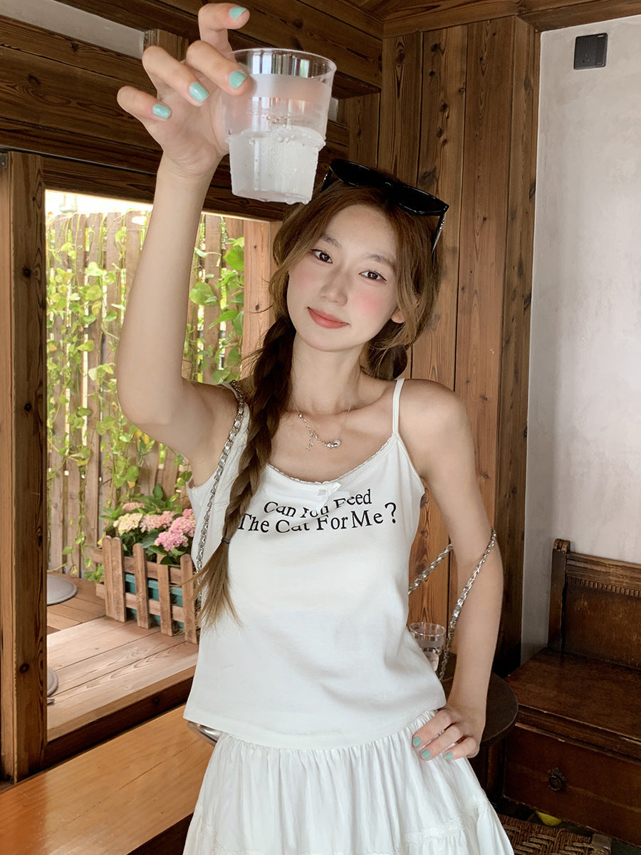 Women’s Bow Print Camisole Sleeveless Summer Top