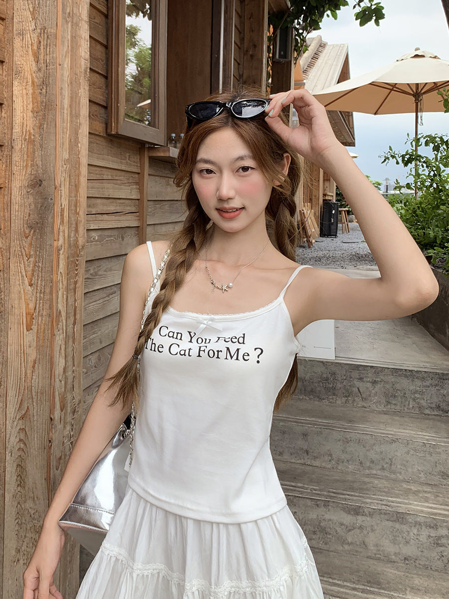 Women’s Bow Print Camisole Sleeveless Summer Top