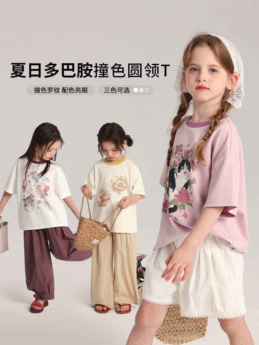 Pudding Haru Girls’ Cartoon Summer Short-Sleeve Tee – Summer Kids Fashion Nepal | Tudoholic