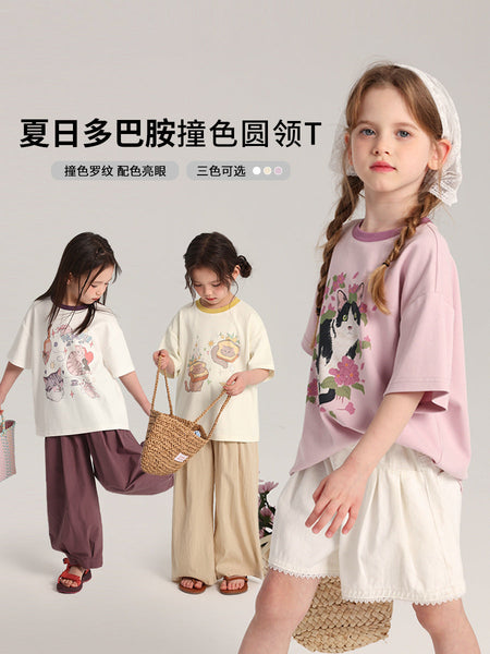 Pudding Haru Girls’ Cartoon Summer Short-Sleeve Tee – Summer Kids Fashion Nepal | Tudoholic