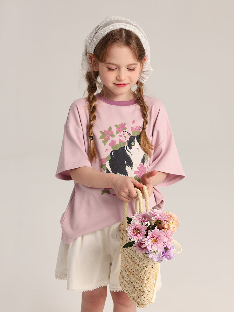 Pudding Haru Girls’ Cartoon Summer Short-Sleeve Tee – Summer Kids Fashion Nepal | Tudoholic