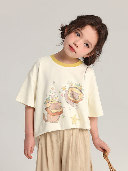 Pudding Haru Girls’ Cartoon Summer Short-Sleeve Tee – Summer Kids Fashion Nepal | Tudoholic