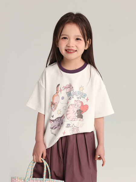 Pudding Haru Girls’ Cartoon Summer Short-Sleeve Tee – Summer Kids Fashion Nepal | Tudoholic