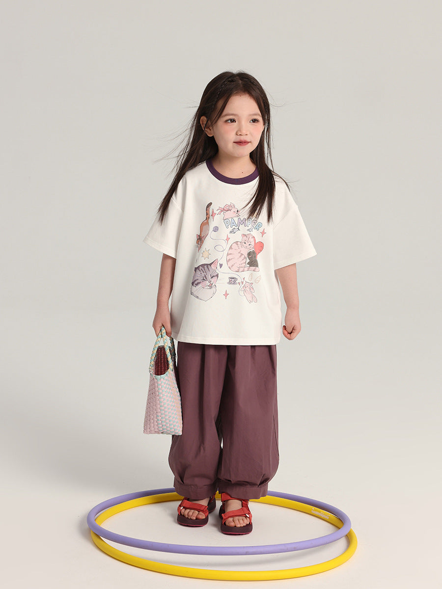 Pudding Haru Girls’ Cartoon Summer Short-Sleeve Tee – Summer Kids Fashion Nepal | Tudoholic