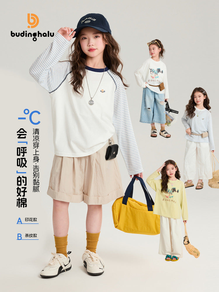 Pudding Haru Girls’ Summer Funny Long-Sleeve Tee 2026 – Summer Kids Fashion Nepal | Tudoholic