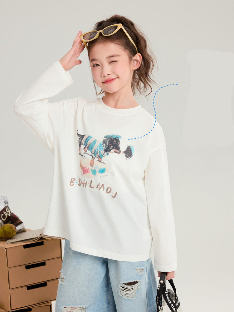 Pudding Haru Girls’ Summer Funny Long-Sleeve Tee 2026 – Summer Kids Fashion Nepal | Tudoholic