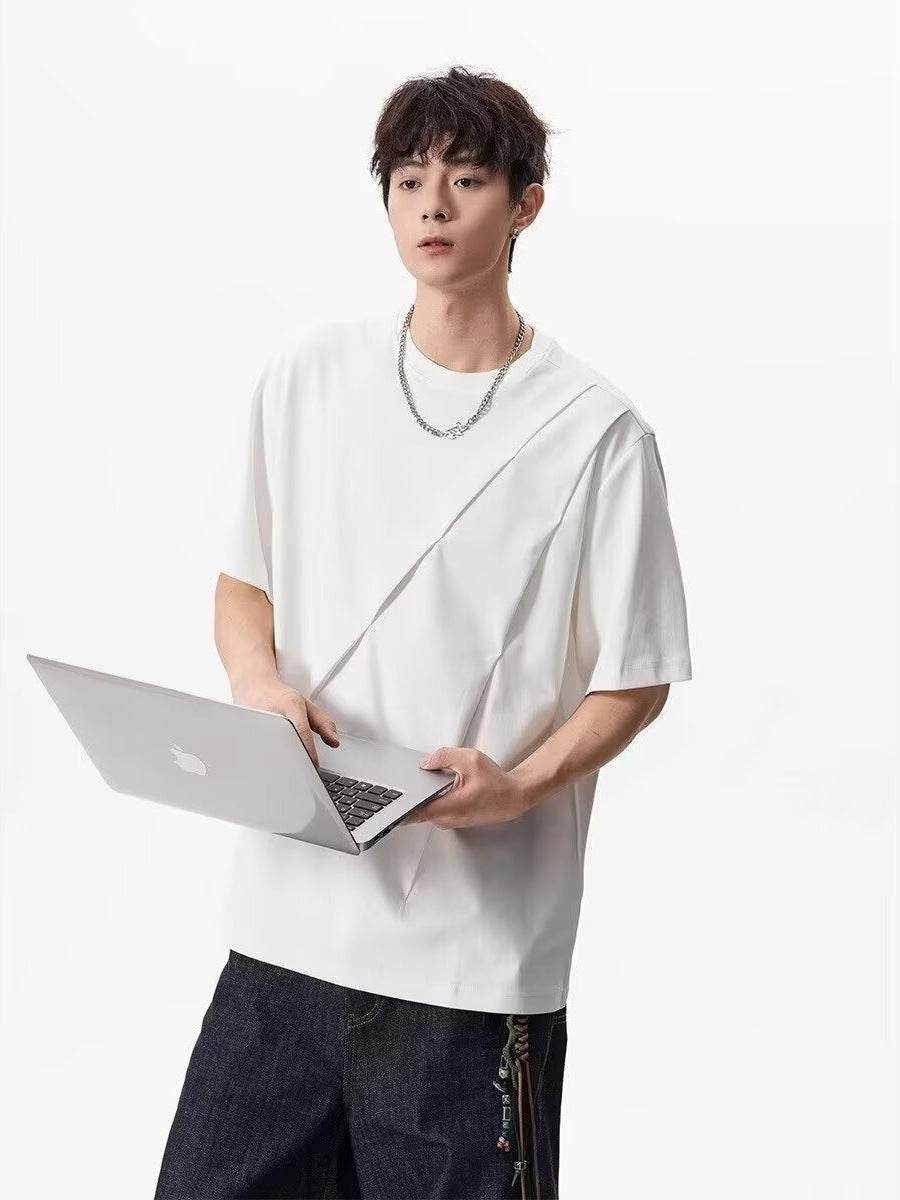 Men’s Boxy Pleated T-Shirt – Cleanfit Couple Style