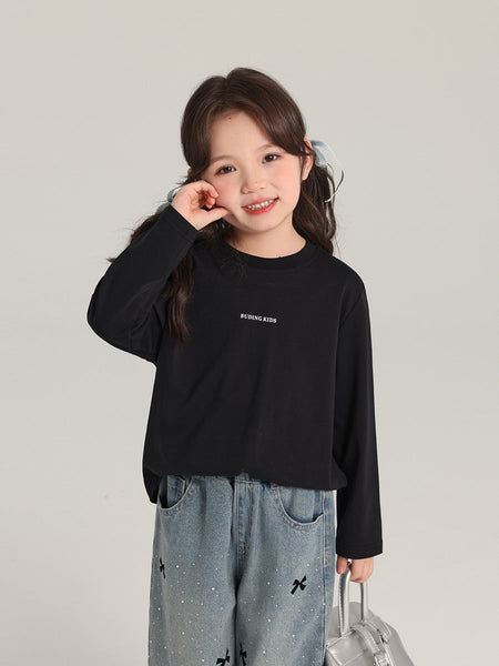 Momo's Home Girls’ Cotton Letter Print Long-Sleeve Tee – Kids Fashion Nepal | Tudoholic
