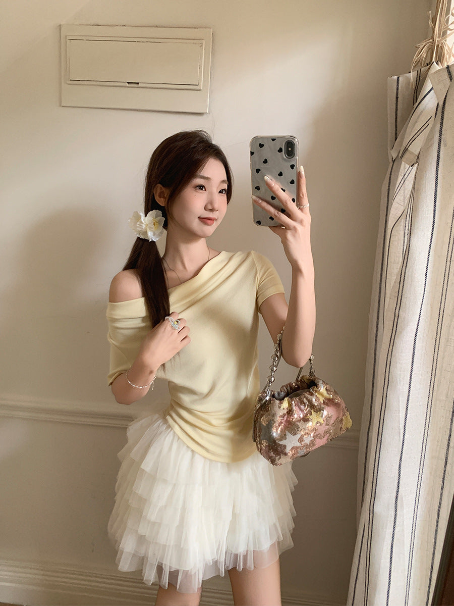 Women’s Korean Collar Slim Fit Short Sleeve T-Shirt