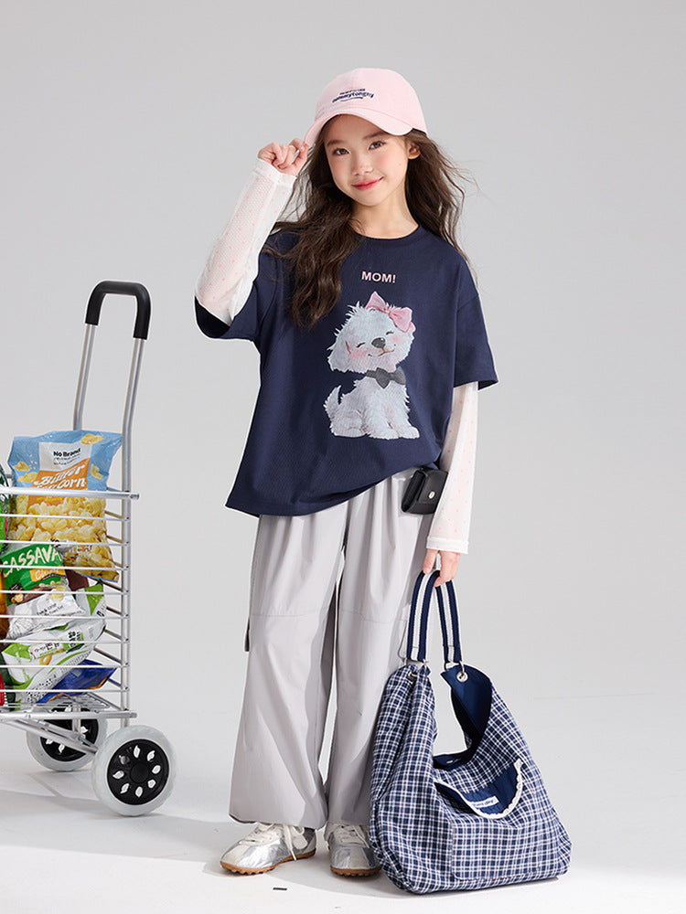 Pudding Haru Girls’ Summer Polka Dot Fake Two-Piece Tee – Summer Kids Fashion Nepal | Tudoholic