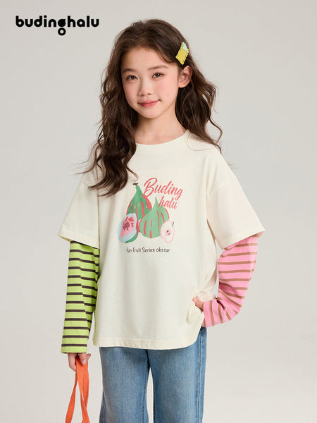 Pudding Haru Girls’ Contrast Color Fake Two-Piece Tee 2026 – Kids Fashion Nepal | Tudoholic