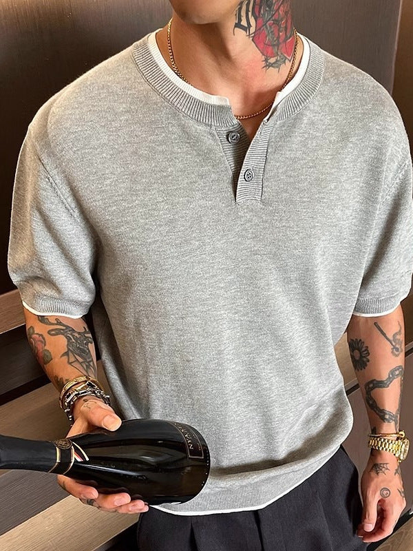Men’s Old Money Henley T-Shirt – Two-Piece Style