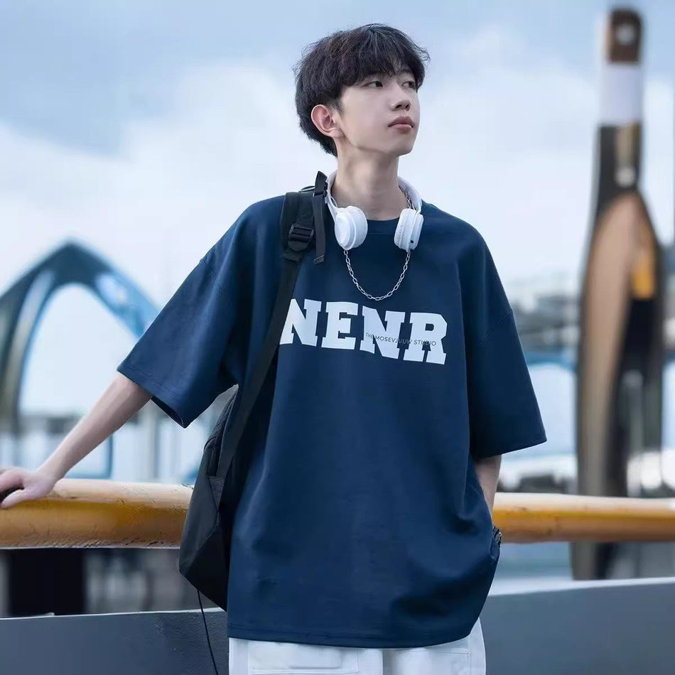 Men’s Hong Kong Style T-Shirt – Loose Letter Print