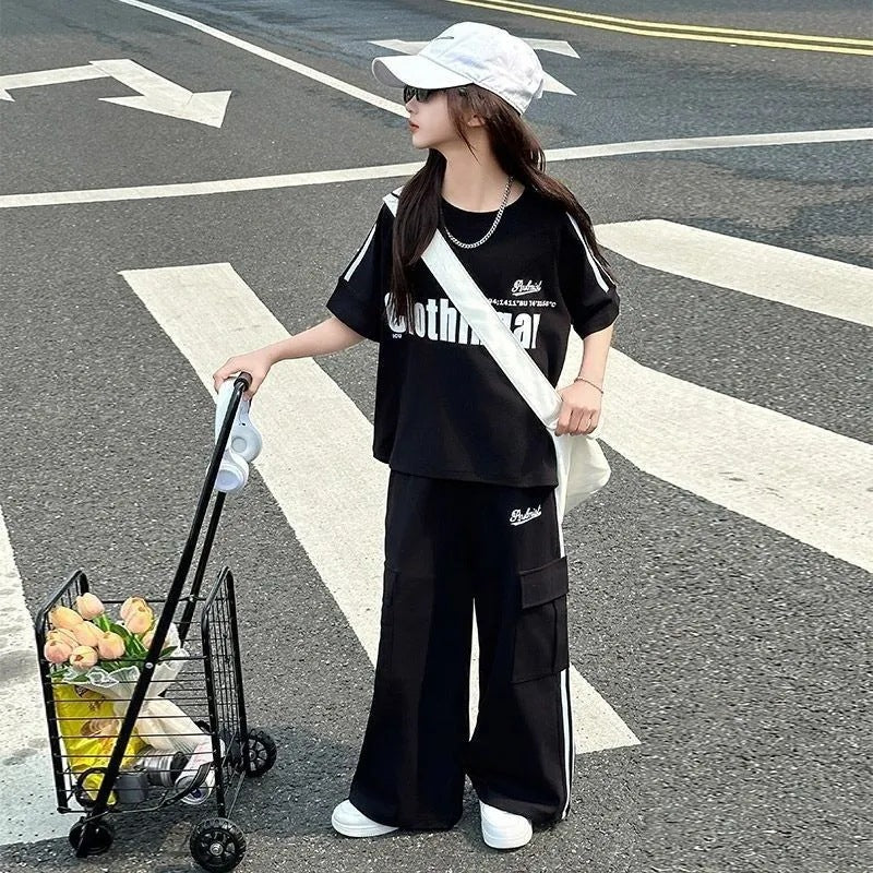 Girls’ Summer 2025 Korean-Style Two-Piece Sports Set – Summer Kids Fashion Nepal | Tudoholic