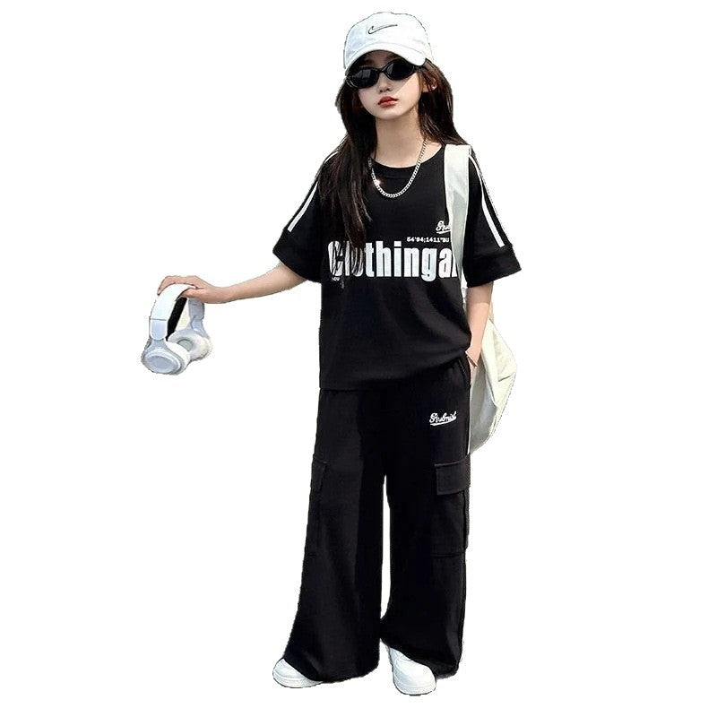 Girls’ Summer 2025 Korean-Style Two-Piece Sports Set – Summer Kids Fashion Nepal | Tudoholic