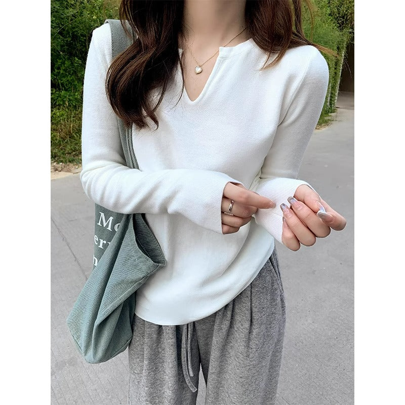 Women’s V Neck Thick Knit Pullover Winter Sweater