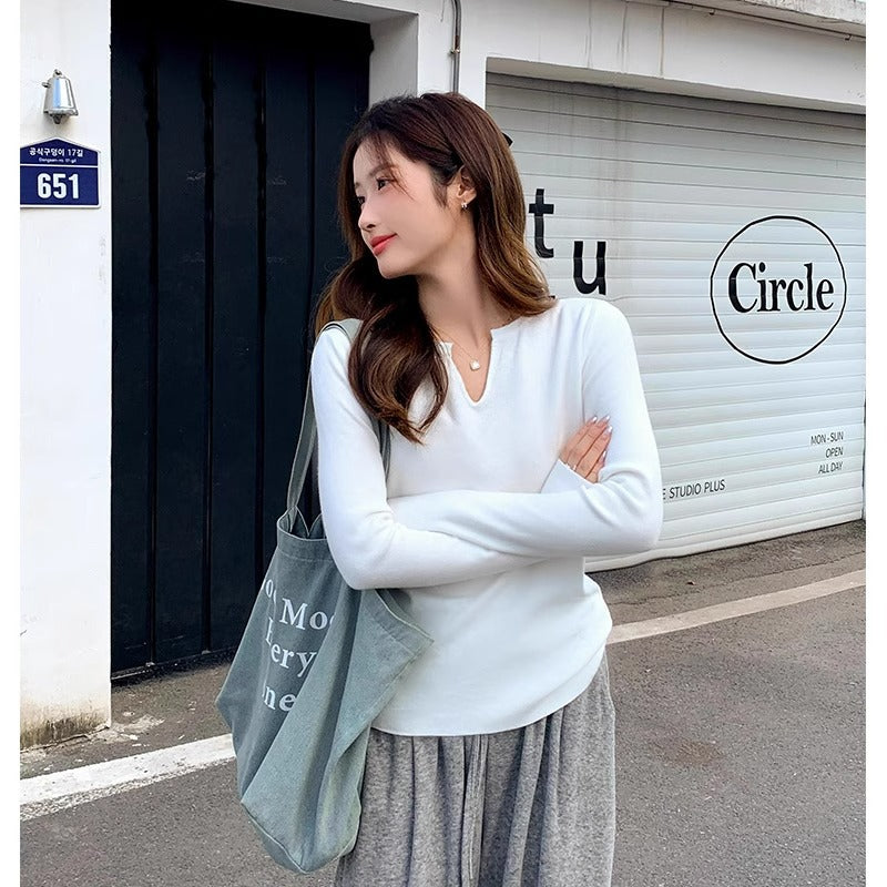 Women’s V Neck Thick Knit Pullover Winter Sweater