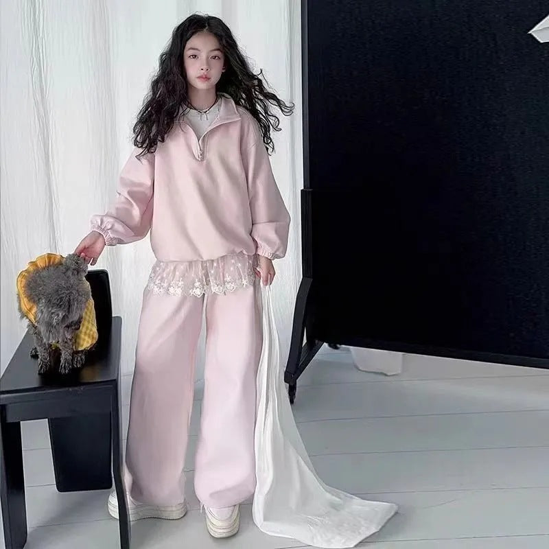Girls’ Spring 2025 Western-Style Sports Two-Piece Set – Spring Autumn Kids Fashion Nepal | Tudoholic