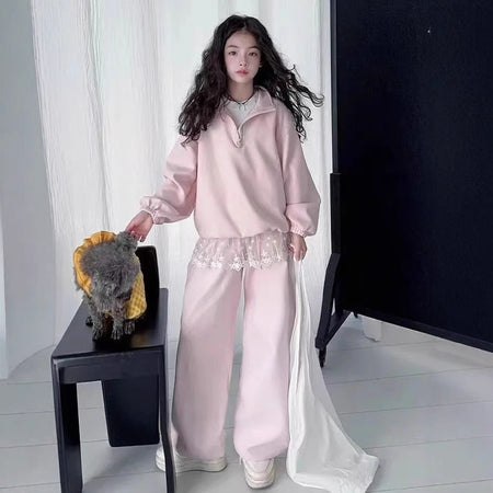Girls’ Spring 2025 Western-Style Sports Two-Piece Set – Spring Autumn Kids Fashion Nepal | Tudoholic